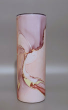 Load image into Gallery viewer, Pink and Purple stainless steel skinny Tumbler with leak proof lid and metal straw, 20 oz tumbler.
