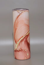 Load image into Gallery viewer, Pink and Purple stainless steel skinny Tumbler with leak proof lid and metal straw, 20 oz tumbler.