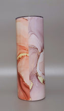 Load image into Gallery viewer, Pink and Purple stainless steel skinny Tumbler with leak proof lid and metal straw, 20 oz tumbler.