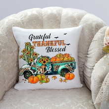 Load image into Gallery viewer, Thankful pillowcase, Fall throw pillow cover, Thanksgiving pillow cover, Fall decorative pillow cover, Throw pillow cover.