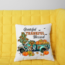 Load image into Gallery viewer, Thankful pillowcase, Fall throw pillow cover, Thanksgiving pillow cover, Fall decorative pillow cover, Throw pillow cover.