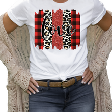 Load image into Gallery viewer, Plaid Love Ladies Valentine Shirt, Ladies T shirt.