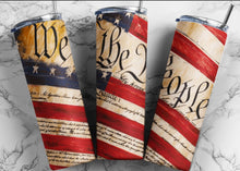 Load image into Gallery viewer, 4th of July Gift Tumbler We The People American Flag 20oz Insulated Tumbler with Lid and Straw Patriotic Gift
