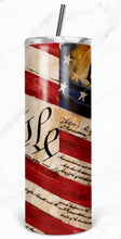 Load image into Gallery viewer, 4th of July Gift Tumbler We The People American Flag 20oz Insulated Tumbler with Lid and Straw Patriotic Gift
