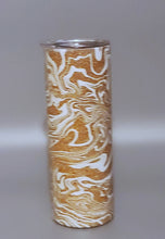 Load image into Gallery viewer, Gold glitter 20 oz stainless steel skinny tumbler, Custom made tumbler.
