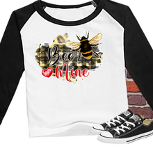 Load image into Gallery viewer, Raglan Bee Mine Valentine Kids T shirt
