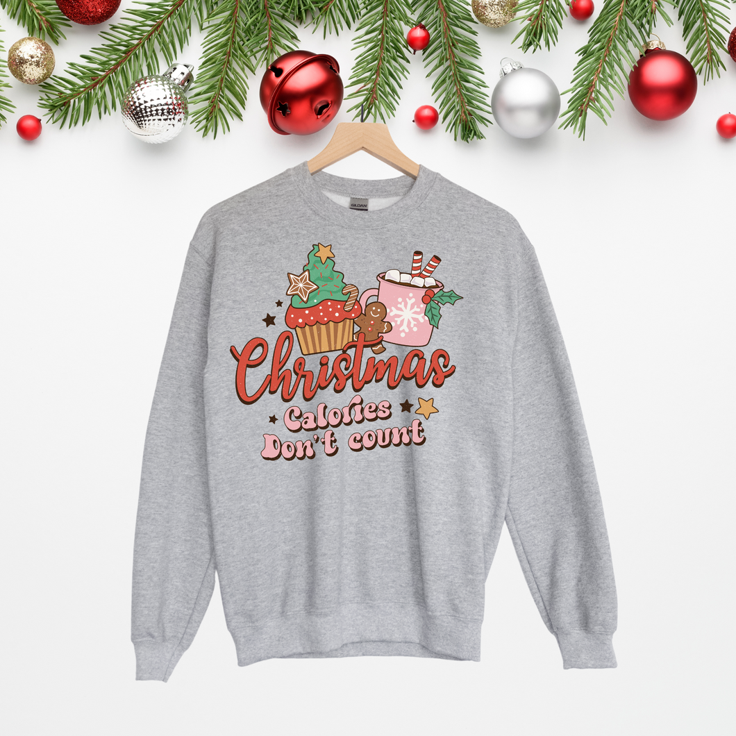 Christmas sweatshirt, Christmas calories don't count shirt, Retro Christmas sweatshirt,  Custom sweater, Christmas sweater, Winter clothing.