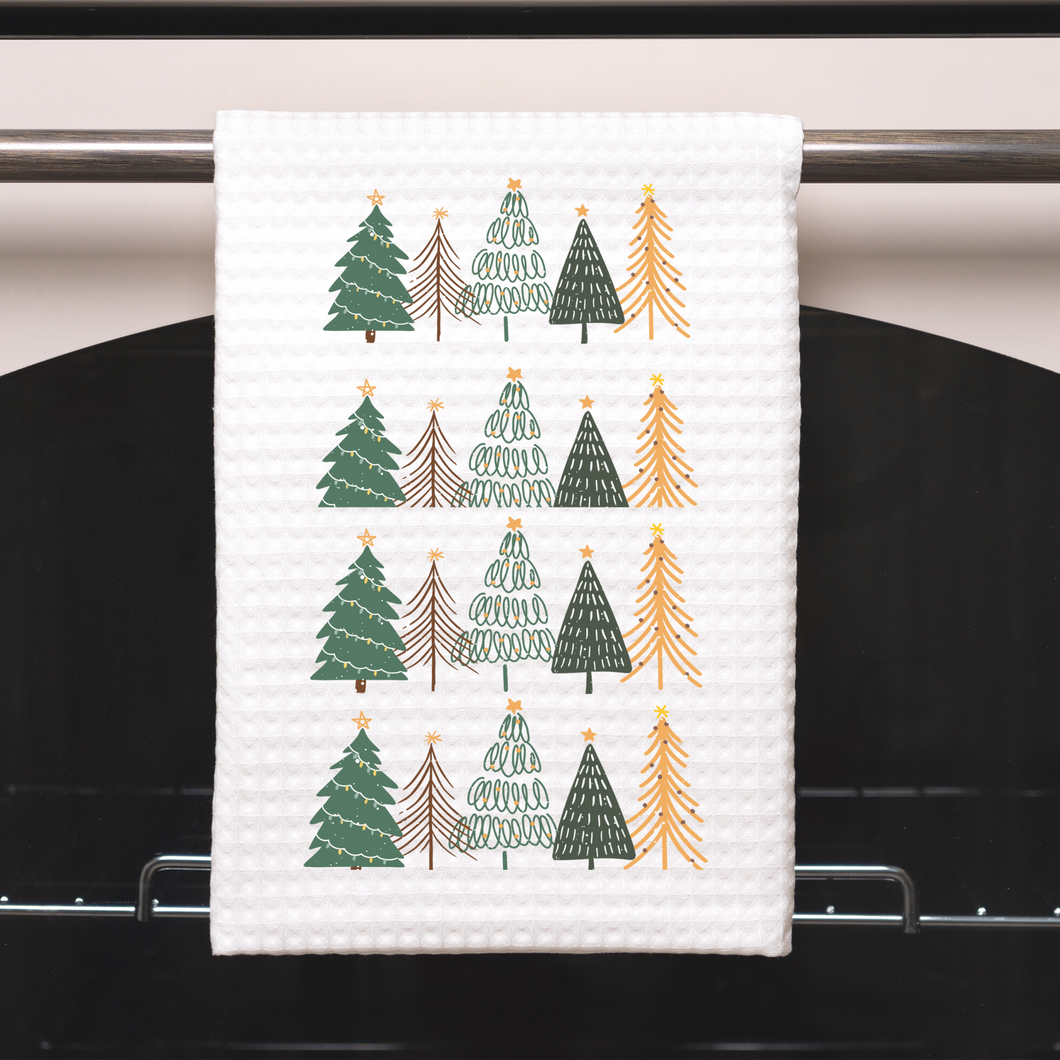 Christmas tree kitchen towel, Waffle weave tea towel, Kitchen Decor, Christmas gift, Cottage core, Housewarming gift.