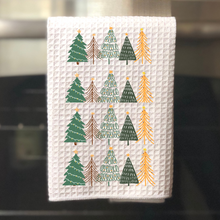 Load image into Gallery viewer, Christmas tree kitchen towel, Waffle weave tea towel, Kitchen Decor, Christmas gift, Cottage core, Housewarming gift.
