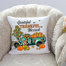 Load image into Gallery viewer, Thankful pillowcase, Fall throw pillow cover, Thanksgiving pillow cover, Fall decorative pillow cover, Throw pillow cover.
