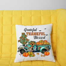 Load image into Gallery viewer, Thankful pillowcase, Fall throw pillow cover, Thanksgiving pillow cover, Fall decorative pillow cover, Throw pillow cover.
