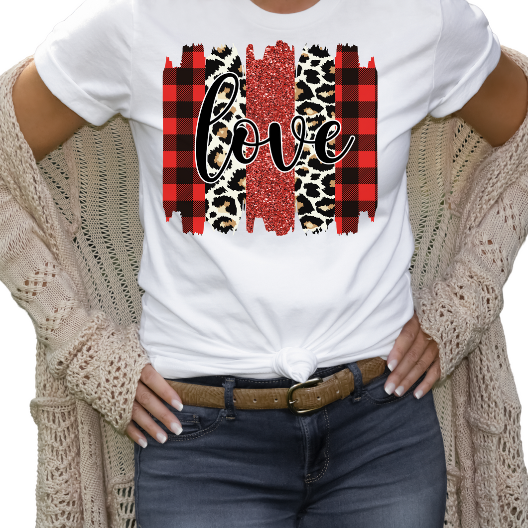 Plaid Love Ladies Valentine Shirt, Ladies T shirt.