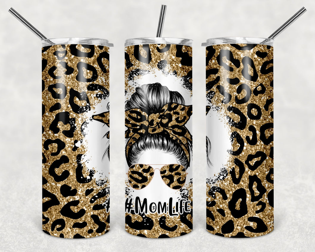 Shimmer Mom Life Tumbler, Leopard Mom Cup, Mom Christmas Gift