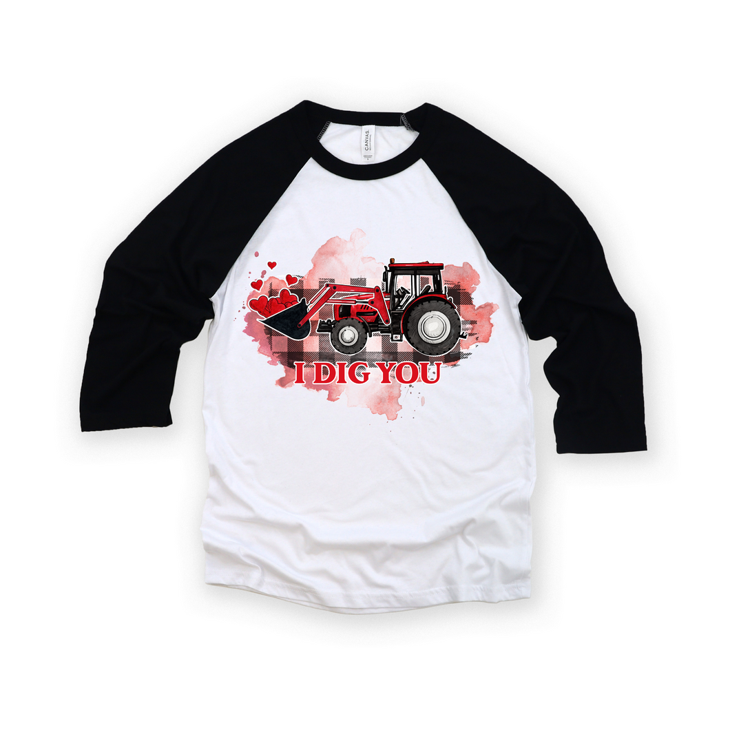 Kids Valentine day shirt, Valentine shirt, Raglan I dig you Kids T shirt