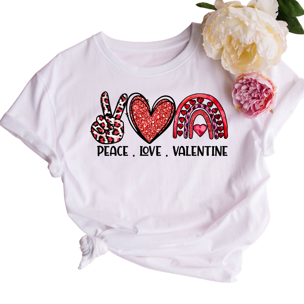 Ladies Peace Love Valentine shirt, Ladies Valentine T shirt, Crew neck shirt, Valentine shirt.