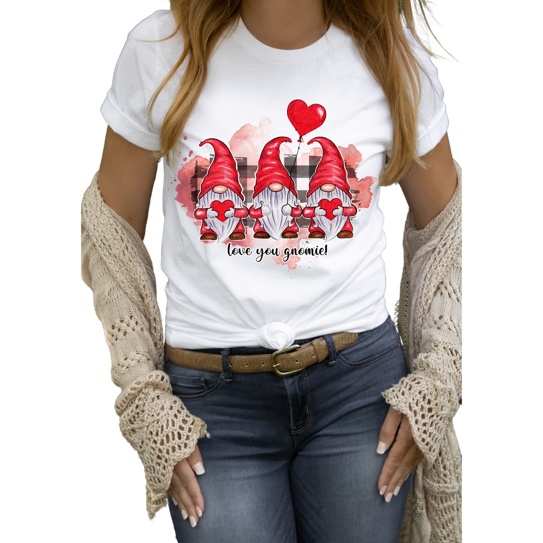 Love you gnome Ladies T shirt, Valentine shirt.